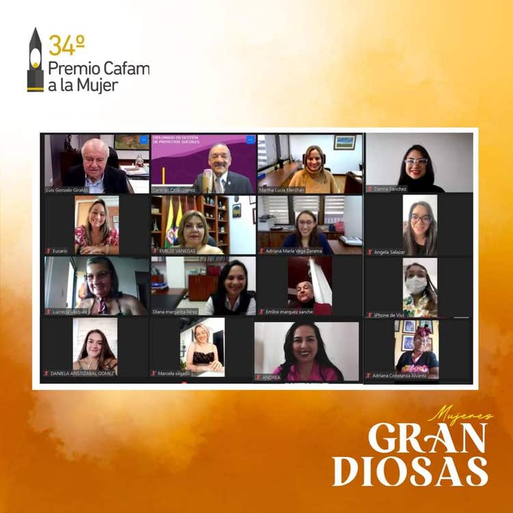 Finalistas del Premio Cafam a la Mujer en una sesión virtual del diplomado en Gerencia de Proyectos Sociales